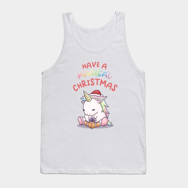 Have a Magical Christmas Unicorn in Santa Hat Tank Top by Takeda_Art